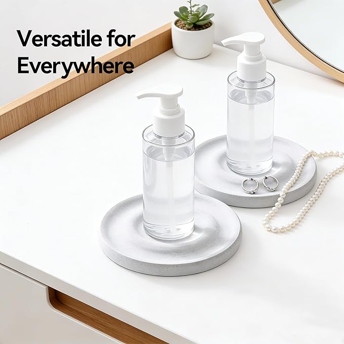 Round Diatomite Stone Soap Dish & Tray - Water Absorbing Soap Holder for Bathroom Kitchen Sink, Quick Dry Sponge Holder, Bar Soap Organizer, Non-Slip Drying Tray & Coaster (Gray)