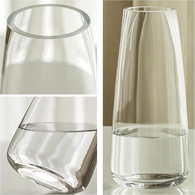 FANTESTICRYAN Modern Glass Vase Crystal Clear Glass Vase for Home Office Decor (Crystal Clear)