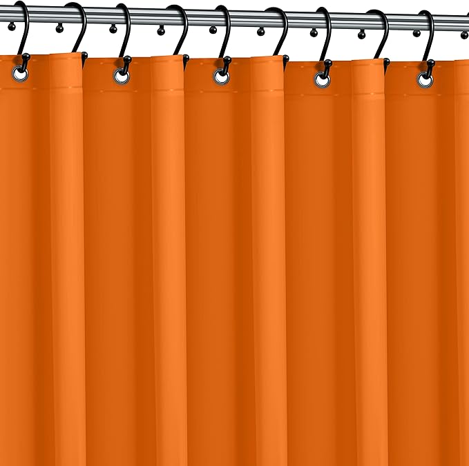 No Smell Shower Curtain Liner 72x72 Orange - PEVA Plastic Shower Curtain for Bathroom, PVC-Free Waterproof Orange Shower Liner with Metal Grommets and Magnet-Weighted Bottom Hem - Washable Liner