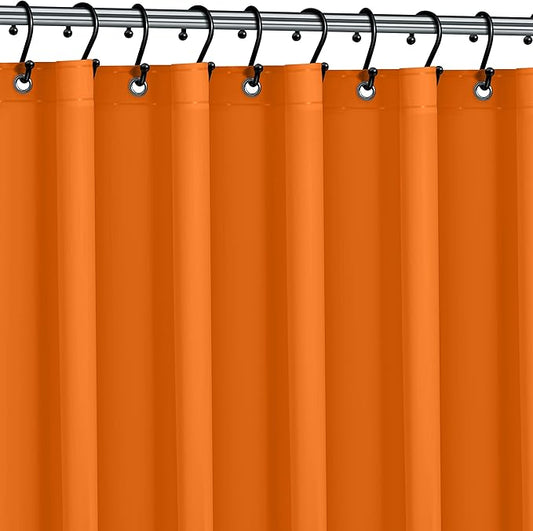 No Smell Shower Curtain Liner 72x72 Orange - PEVA Plastic Shower Curtain for Bathroom, PVC-Free Waterproof Orange Shower Liner with Metal Grommets and Magnet-Weighted Bottom Hem - Washable Liner