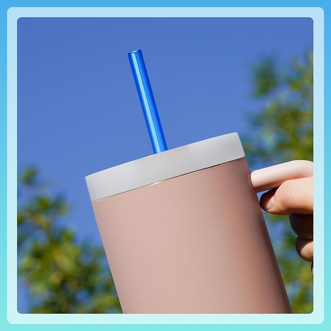 NiHome 12-Pack Plastic Reusable Drinking Straws Fit for Stanley 40 oz 30oz 64 oz Tumbler, 6 Color 12 In Reusable Straws Fit for Stanley Cups, 2 Brushes, BPA-Free for Cold & Hot Drinks (Gradient Blue)