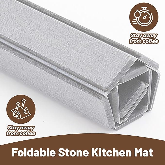 Large Stone Dish Drying Mat for Kitchen Counter,drying mat,diatomaceous earth dish drying mat,quick drying stone mat for kitchen sink,drying dish mat grey