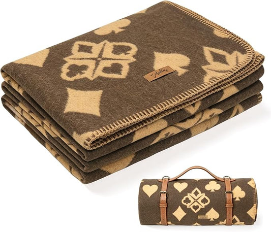 Molithe 100% Wool Blanket, 62" x 86", Warm, Thick, Washable, Military | Great for Camping, Outdoors, Sporting Events, Survival Kits Taffy Chocolate
