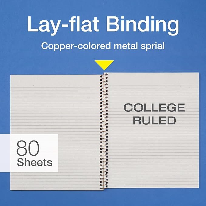 Oxford Spiral Notebooks, 2 Pack, 100% Recycled, Kraft Notebooks, Gold, College Ruled, 80 Sheets/160 Pages, Student Gifts, Teacher Gifts (90881)