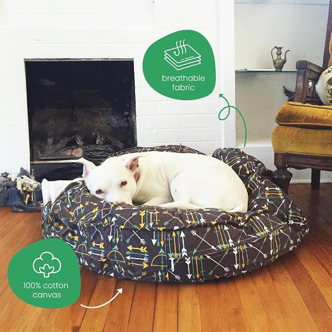 Molly Mutt Petite Dog Duvet Cover - Round - Papillon Print - Measures 20’’ x 4’’ - 100% Cotton - Durable - Breathable - Sustainable - Machine Washable Dog Bed Cover - Pre-Shrunk