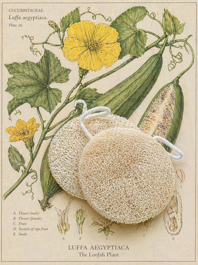 Natural Loofah Sponge 2 Pack, 100% Real Luffa Body Scrubber for Shower, Exfoliating Bath Sponge for Face & Body, Egyptian Loofah for Men and Women, Biodegradable, Oval Shape, Personal Care Bath Tool
