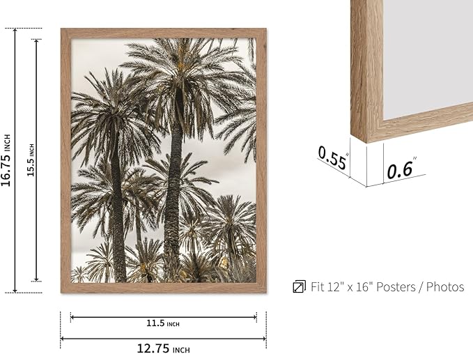 Monem Art Vintage Palm Tree Photography Print - Minimalist Tropical Landscape Poster - Wall Decor for Living Room, Bedroom or Office - 12x16 Beige Framed Wall Art by Mareike Bohmer