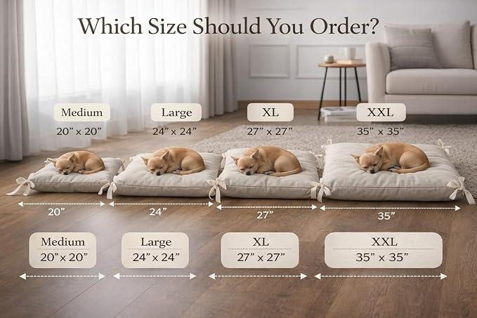 Hemp Pet Bed for Dogs and Cats, Natural Washable Pet Cushion, Soft Floor Pillow with 800 g Filling, Hemp Fabric 180 g/m² (XX-Large)