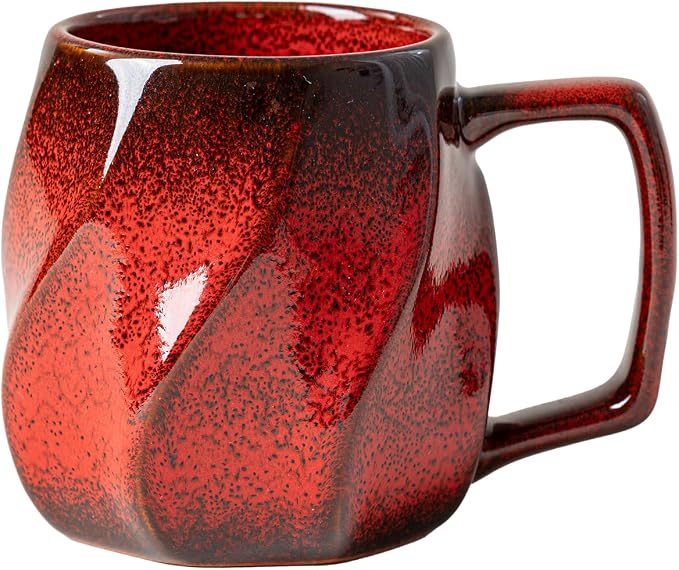 Autumn Ember Ceramic Coffee Mug - 17 oz Unique Reactive Glaze Coffee Cup with Ergonomic Large Handle, Ceramic Mug for Office Home, Birthday Gift for Men Women