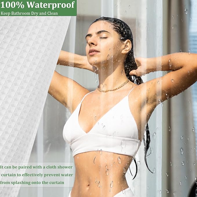 60x74 Inch Plastic Shower Curtain, Clear 8G Heavy Duty Waterproof 74 Inch Shower Curtain Liner Long with 3 Magnets and 10 Rustproof Grommets（ 60 x 74）