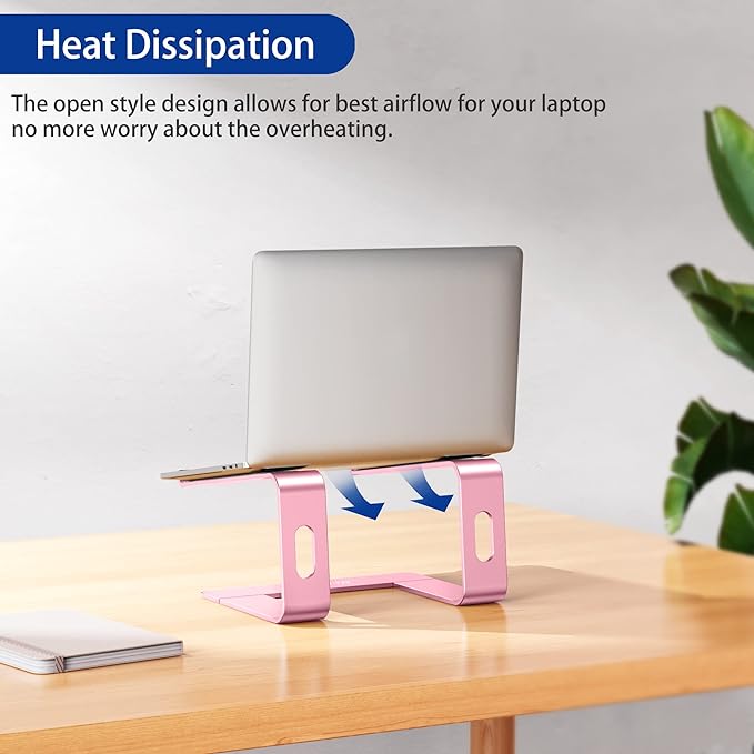 BESIGN LS03 Aluminum Laptop Stand, Ergonomic Detachable Computer Stand, Notebook Riser, Laptop Mount Compatible with Air, Pro, Dell, HP, Lenovo More 10-15.6" Laptops, Pink