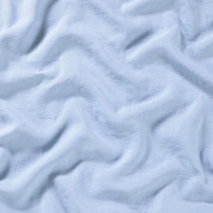 Sijo Stone Washed Organic French Linen Bed Sheet Set, GOTS Certified Organic, Best Cooling Linen Sheet Award by Sleep Foundation, 1 Flat Sheet Only (Sky, King/Cal King)