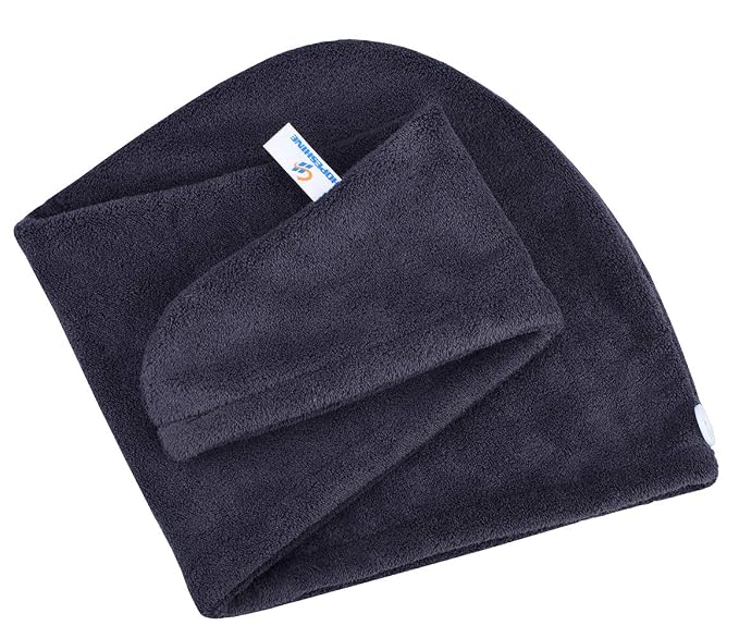 HOPESHINE Hair Drying Towel Twist Women's Soft Shower Microfiber Towels for Hair Turban Wrap Fast Drying Ultra Absorbent Cap Great Gift for Women (3-Pack Dark Grey+Grey+ Sky Blue)