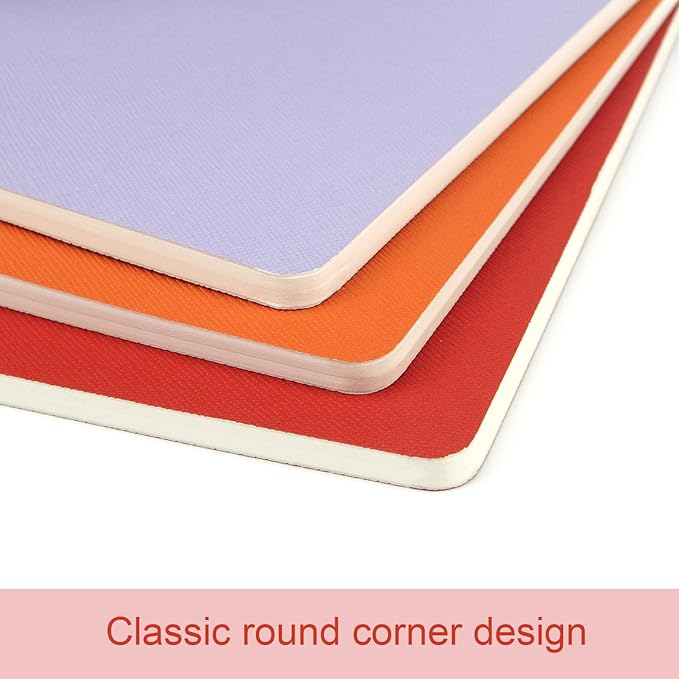 Notebook 3 Pack - 5 “x8”- Made of sustainable and excellent quality paper, simple, natural, portable and flexible design, suitable for office, school （light purple&orange&red）