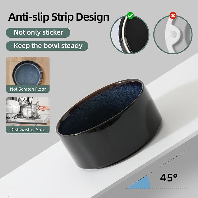 Havniva 6.1inch Ceramic Raised Dog Bowl with Stand, Double Dog Bowls Elevated for Small and Medium Breed Dog Food and Water Bowl Set Non-Slip Dog Dish Large Capacity Feeding Pet Water Bowl
