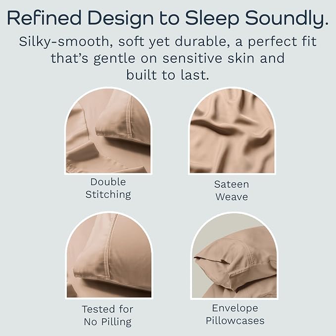Olive + Crate Tencel Eucalyptus Pillowcases - 100% Tencel Lyocell Cooling Pillow Cases for Hot Sleepers - Hypoallergenic, Moisture-Wicking, Silk Alternative, Queen Size Set of 2 [Terracotta Clay]
