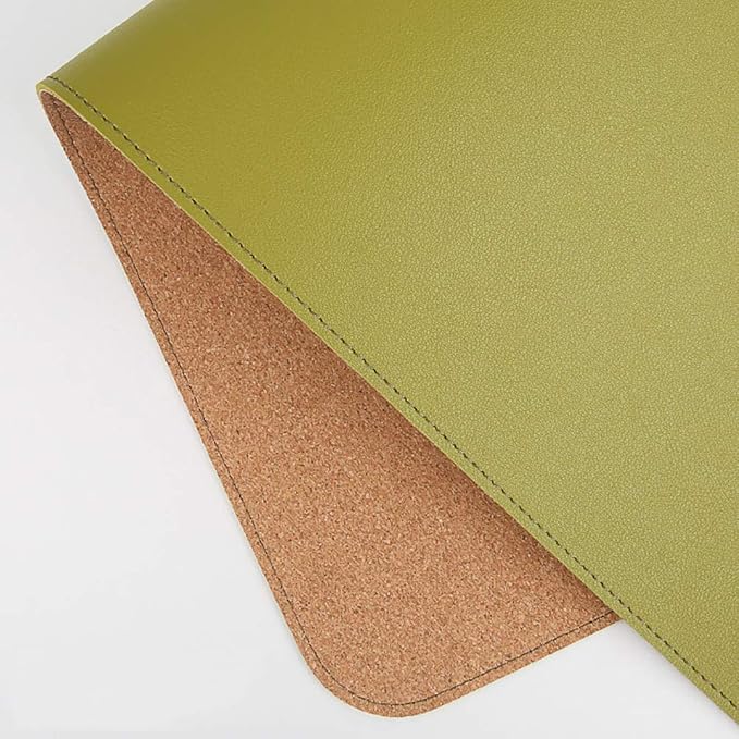 Ruby Lil Natural Cork & Leather Desk Writing Mat, Dual Use Desk Matt for Desktop,Multifunctional Office Desk Pad, PU Leather Mouse Pad,Grass,47"x 24"