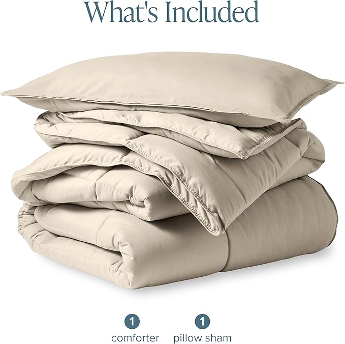 Bare Home Comforter Set - Twin/Twin Extra Long Size - Ultra-Soft - Goose Down Alternative - Premium 1800 Series - All Season Warmth (Sand)
