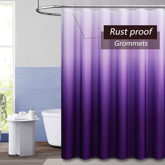 TIKABC Shower Curtain Liner, 4G PEVA Shower Liner, Plastic Waterproof Shower Curtains, with Grommet Holes and 3 Magnetic Weights(Gradient Purple)
