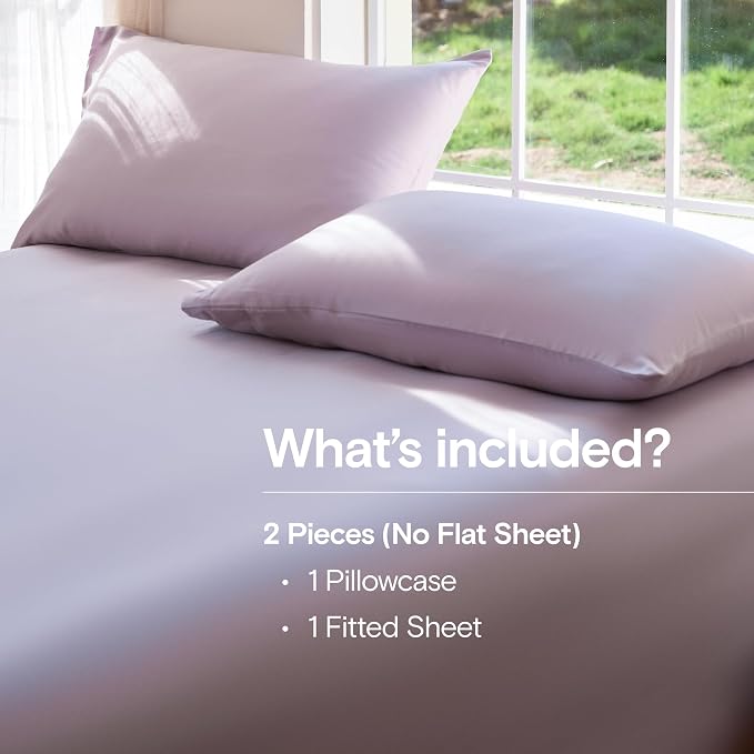 DOZ Sheet Set, 100% Viscose derived from Bamboo, Organically Grown, Buttery Soft, Cooling Sheets, High GSM, Deep Pockets - 2 Piece - 1 Pillowcase 1 Fitted Sheet (Lavender, Twin)