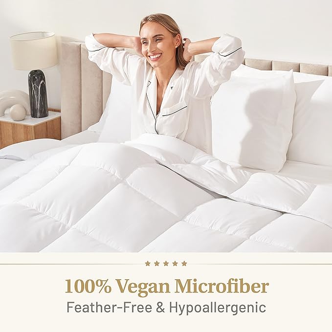 Down Alternative Comforter California King Size - Extra Fluffy Duvet Insert - Thick Puffy Premium All Season Winter - Luxury Breathable Hotel Cooling Comforter - California King, White, 104x96 inches