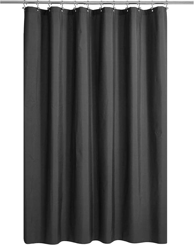 N&Y HOME Ultimate Waterproof Fabric Shower Curtain or Liner with Weighted Magnets, Dark Grey Shower Curtains for Bathroom with Breathable TPU & Machine Washable Polyester, Graphite Gray, 72"x72"