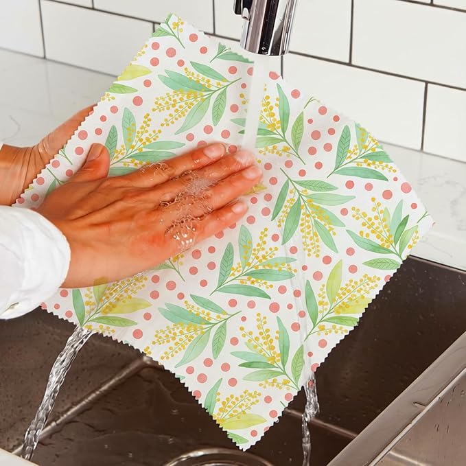 Reusable Beeswax Wraps, 9 Pack Eco-Friendly Food Storage, Organic Cotton, Sustainable, Zero Waste, Plastic-Free, Sandwich, Snack, Bowl Covers, 1XL, 3M, 5S, Botanical Leaves & Flowers