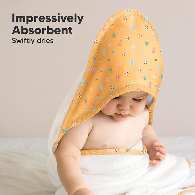 KeaBabies Baby Hooded Towel and Baby Hair Brush - Soft Bath Towels with Hood for Toddlers, Gentle Brush with Soft Goat Bristles for Girls, Boys