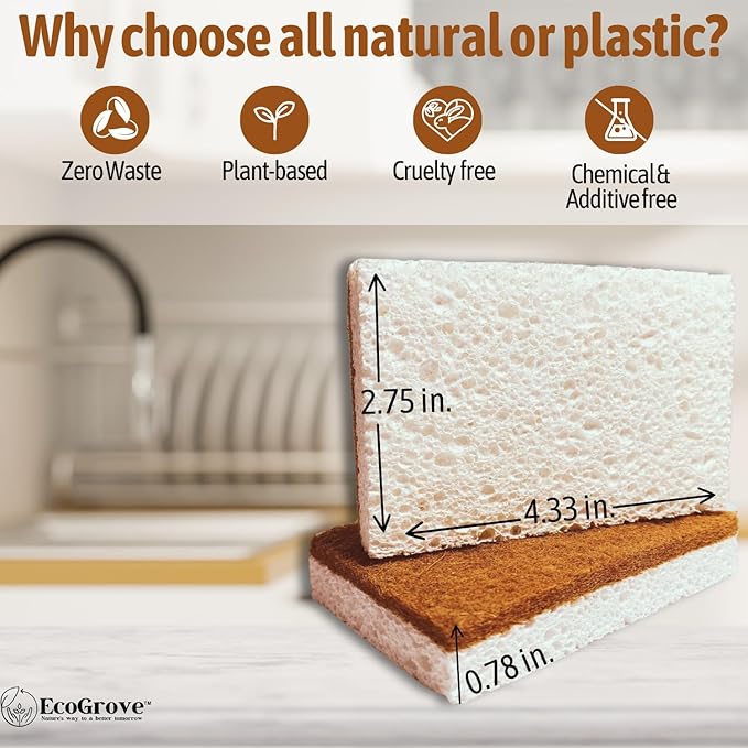 Loofah Sponges 100% All Natural BPA Free Loofah for Dishes, Face, Soap Making, Shower, Exfoliating Eco-Friendly Biodegradable 30 Pack Sponge (Wood Cellulose and Coconut Husk)