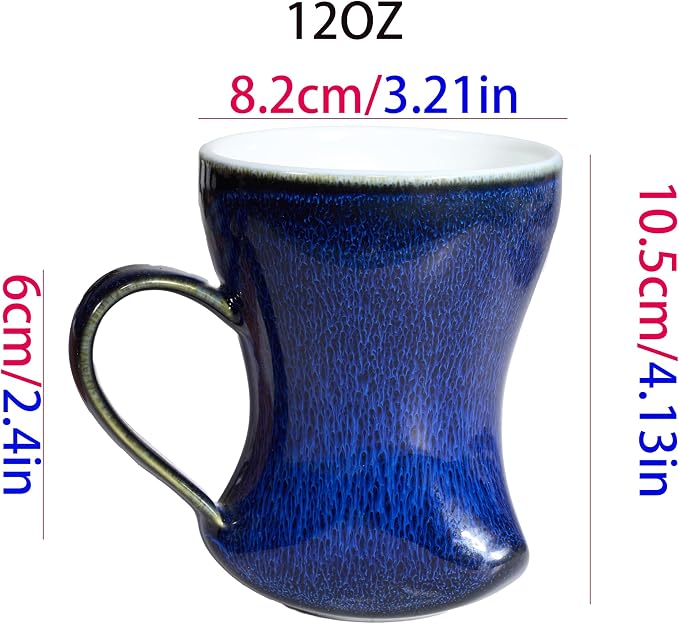 12Oz Color Glazed Ceramic Coffee Mug,Cool Cup With Handle Suitable for Office and Home,Drinking Coffee, Tea, Cocoa and Milk Lead cadmium free, Dishwasher Microwave Safe (Brushed blue)