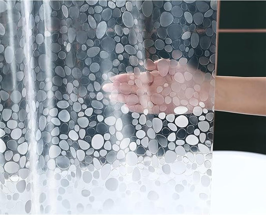 Shower Curtain Liner 76 inch Long, Waterproof Plastic Heavy Duty Shower Curtain with 3 Weighted Magnets, Pebble Pattern No Chemical Smell Shower Stall Curtain Liner, 72W x 76 L Inches