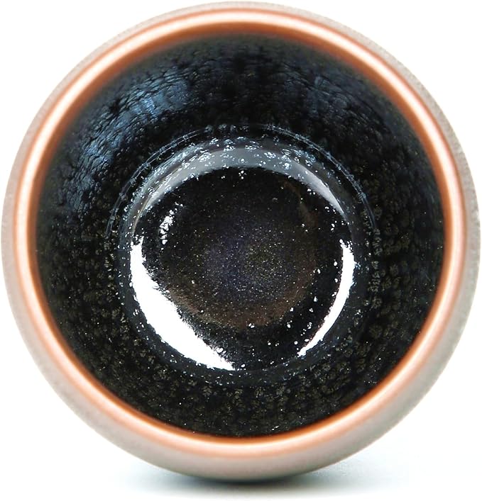 Handmade Porcelain Coffee Mug no Handles, 12 oz, Flowers Glaze | Jianzhan Tenmoku Ceramic Tea Cup, Cylindrical, for Coffee, Beer and Tea, Art Gift