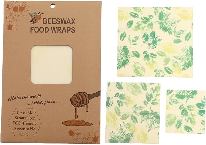 Bee's Wrap Beeswax Wraps for Food - Reusable Food Wraps, Sandwich Wrap & Bowl Covers Green Leaves One Size