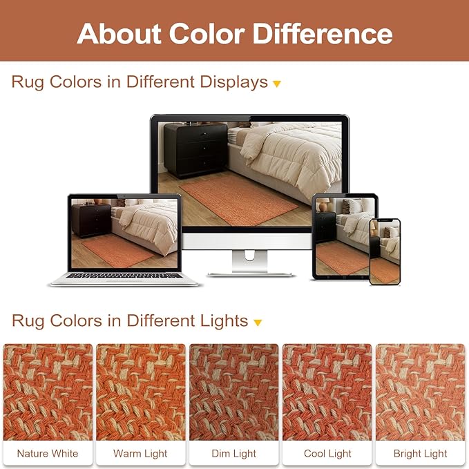 LEEVAN Washable Hallway Runner Rug, 2' x 6' Hand-Woven Reversible Kitchen Entryway Rugs, Terracotta Cotton Modern Farmhouse Laundry Room Carpet for Bathroom Sink Foyer Bedroom Fall Decor