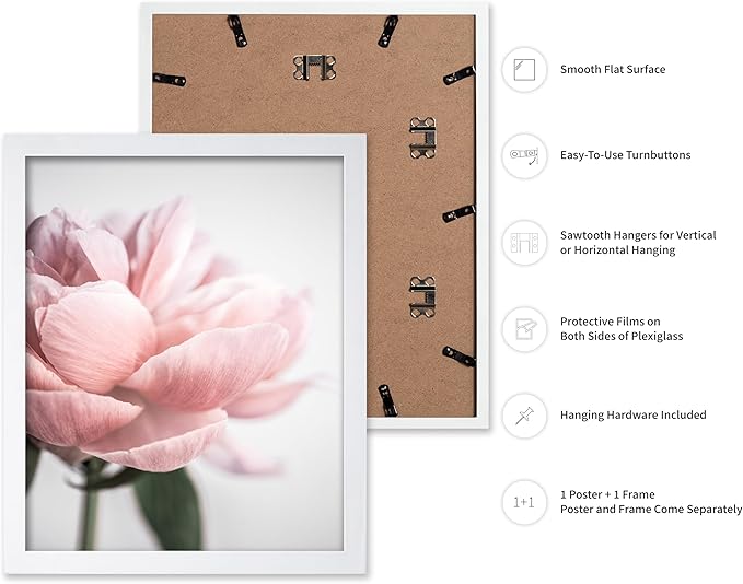 Monem Art Soft Pink Peony Macro Photography Print - Minimalist Floral Art Poster - Wall Decor for Living Room, Bedroom or Office - 8x10 White Framed Wall Art by Mareike Bohmer