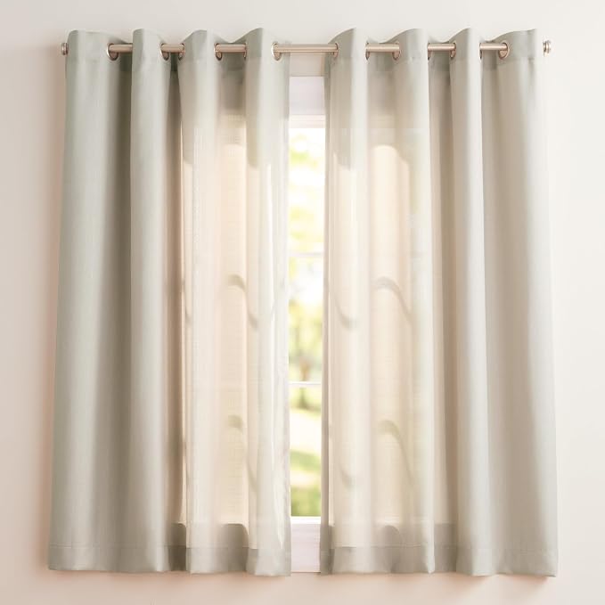 Exclusive Home Loha Linen Grommet Top Curtain Panel Pair, 54"x63", Natural