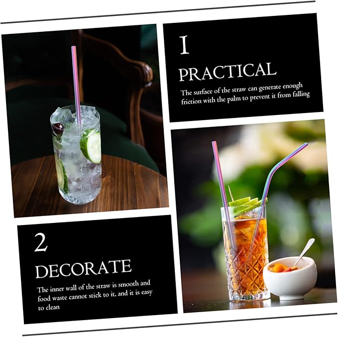 PRETYZOOM 11-Piece Stainless Steel Reusable Straws Set with Cleaning Brush and Storage Bag 304 Food-Grade Metal Straws for Smoothies Milk Tea and Juices