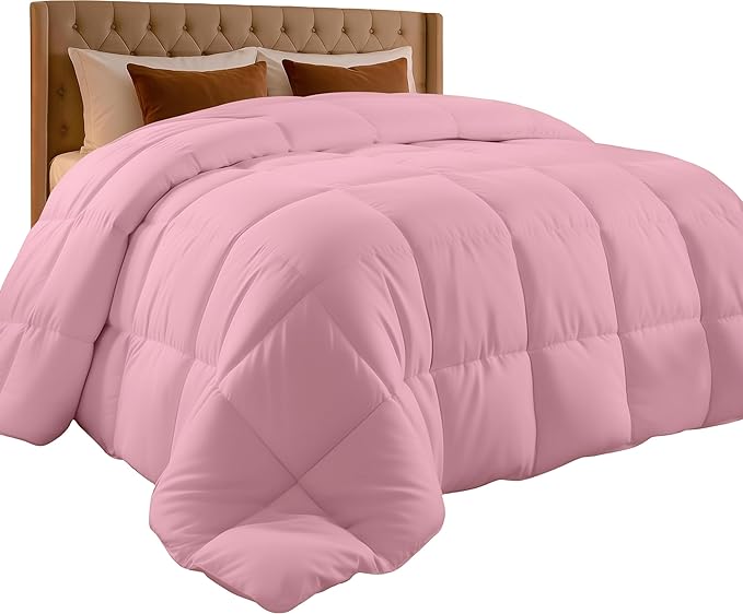 Utopia Bedding Queen Comforter Duvet Insert, Quilted Pink Comforter with Corner Tabs, Box Stitched Down Alternative Comforters Queen Size 88 x 88 inches
