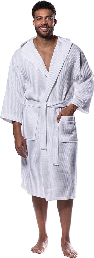 Turquaz Lightweight Waffle Knit Kimono Bathrobe - Soft Cotton Blend Spa Robe, Fast-Drying Full-Length Unisex Robes for Women