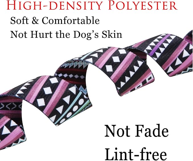 Mihqy Dog Collar with Bohemia Floral Tribal Geometric Patterns - Soft Ethnic Style Collar Adjustable for Small Medium Large Dogs (Bohemian Purple,XS)