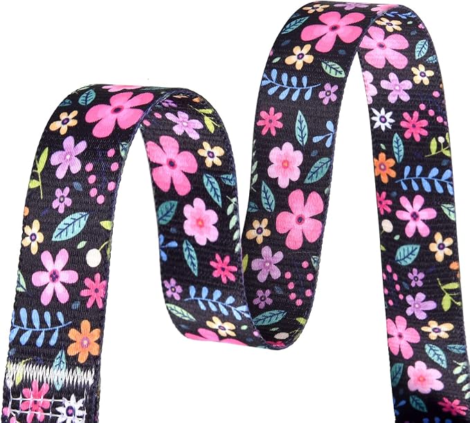 Mihqy Dog Collar and Leash Set with Bohemia Floral Tribal Geometric Patterns - Soft Ethnic Style Collar Adjustable for Small Medium Large Dogs(Floral Set,S)