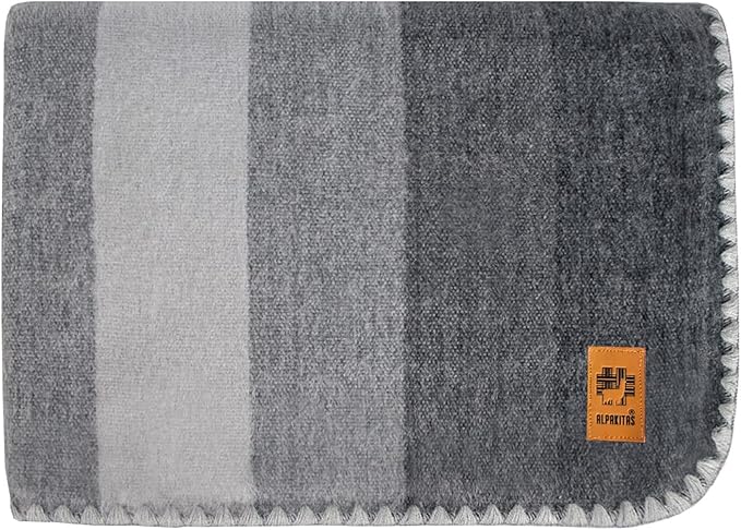 ALPAKITAS Alpaca Wool Blanket - Throw Size Bed Blanket - Alpaca Throw Blanket - Best Gift & Warm Blanket, Lightweight, Couch Blanket or Camp - Outdoor Blanket - 64 x 45 Inches (Gray)