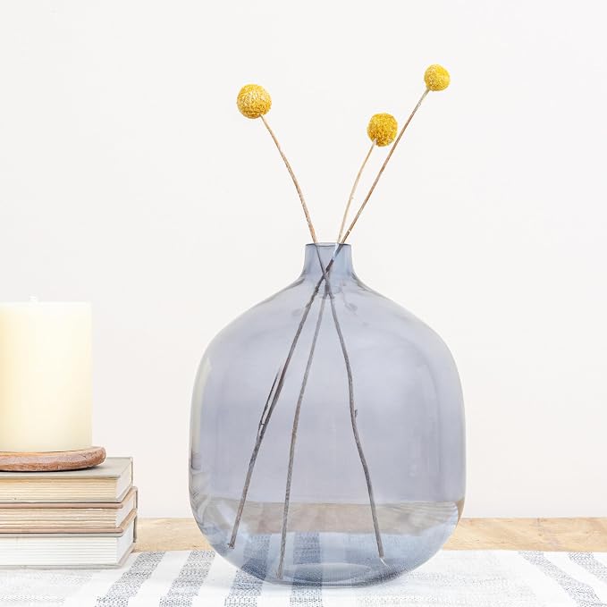 Modern Clear Tinted Glass Vase, Blue