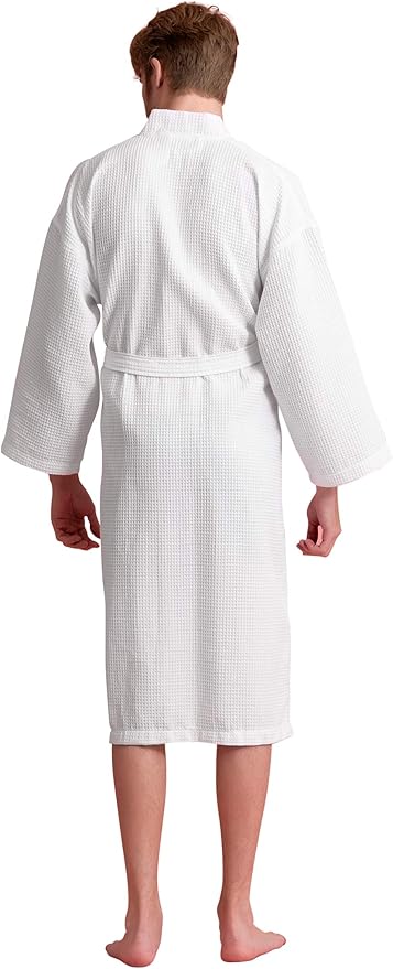 Soft Touch Linen Men's Cotton Waffle Bathrobe, Luxurious & Lightweight, Comfortable & Absorbent, Softness, Fast Dry,