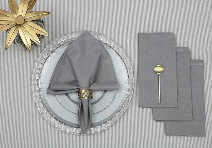 Cloth Napkins Set of 12 (18x18 Inches or 46x46 CM) 100% Cotton Everyday Use Premium Quality Cloth Napkins Ultra Soft Perfect Dinner Napkins/Table Napkins - Grey - The Home Talk, Gray