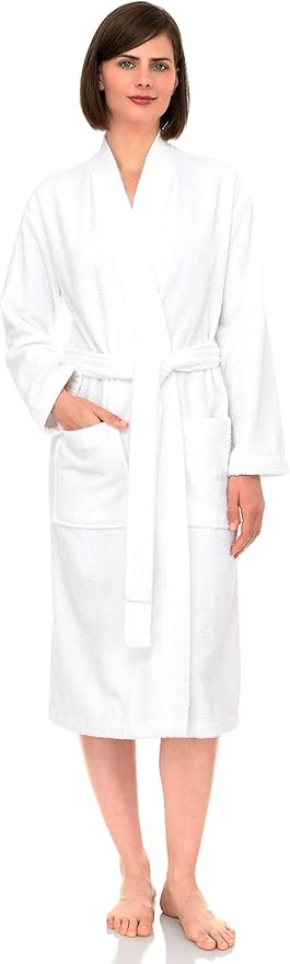 TowelSelections Womens Robe Cotton Kimono Bathrobe for Women Knee Length Terry Cloth Towel Robes for Women XS to 4X