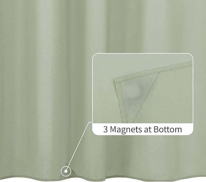 ALYVIA SPRING Sage Green Fabric Shower Curtain Liner Waterproof - Soft & Light-Weight Cloth Shower Liner with 3 Magnets, Hotel Quality & Machine Washable - Standard Size 72x72, Desert Sage