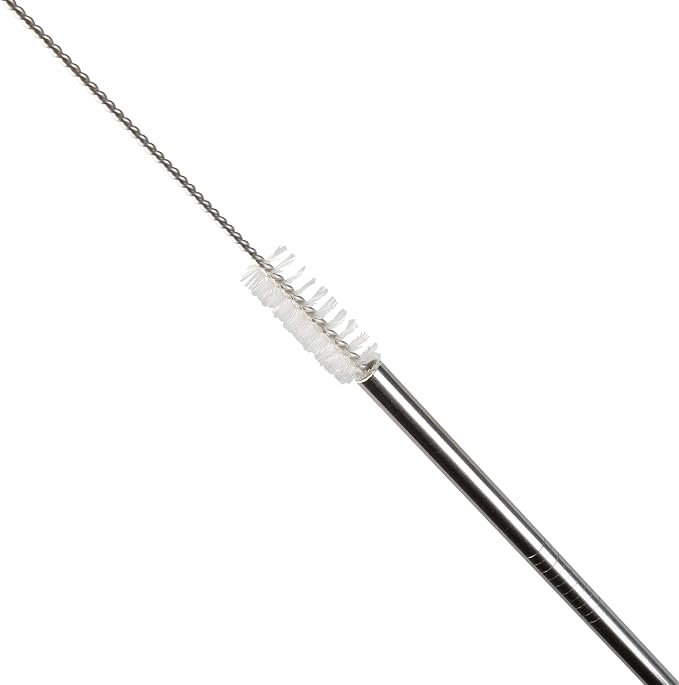 G FORCE Eco-Friendly Reusable Stainless Steel 14 Pack Set, Including 6 Straight, 6 Angled Straws, 2 Cleaning Brushes, Standard, Silver (28551-SS)