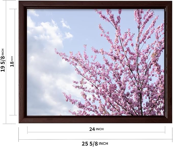 Monem Art Cherry Blossom Spring Sky Photography Print - Floral Nature Art Poster - Wall Decor for Living Room, Bedroom or Office - 18x24 Brown Framed CANVAS Wall Art by Mareike Bohmer