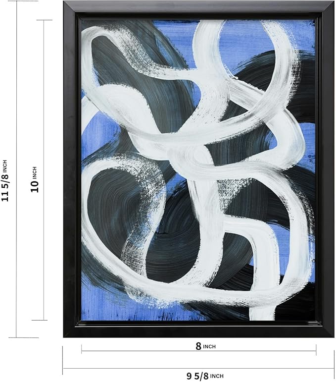 Monem Art Bold Blue Brushstroke Abstract Print - Modern Textured Line Art Poster - Wall Decor for Living Room, Bedroom or Office - 8x10 Black Framed CANVAS Wall Art by Mareike Bohmer
